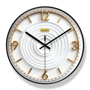 Imagem de Relógio de parede Nordic Luxury Style 30 cm branco silencioso com ouro