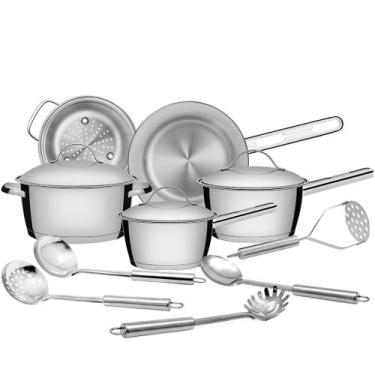 Imagem de Jogo de Panelas Tramontina Allegra em Aço Inox com Fundo de Indução e 