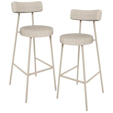 Imagem de Kit 02 Banquetas Alta Bar Cozinha Sala De Jantar Aço Milão Arena L02 Linho Palha - Lyam Decor