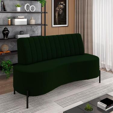 Imagem de Sofá Living Decorativo 2 Lugares 1,60m Katara Pés De Ferro Veludo Verde G33 - Gran Belo