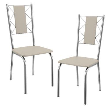 Imagem de Kit 2 Cadeiras Cromada Sala Jantar 2C076CR Corino Kappesberg Nude
