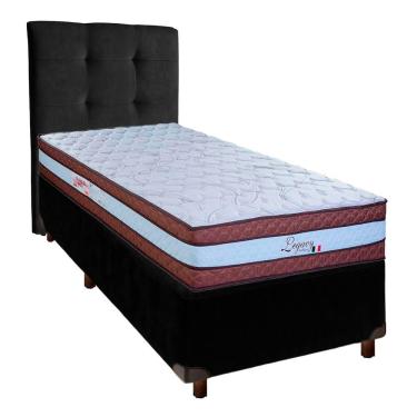 Imagem de Conjunto Cama Box Preto Solteiro + Colchão Molas Ensacadas Legaccy Paropas + Cabeceira