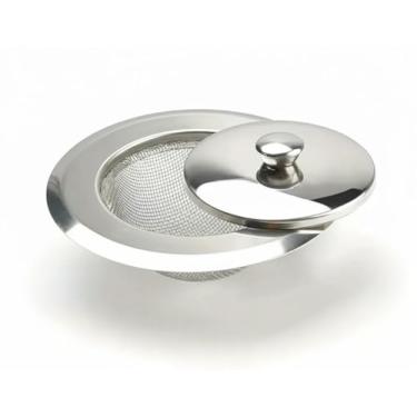 Imagem de Filtro de Pia em Aço Inoxidável, Peneira com Tampa Removível, Protetor de Ralo para Cozinha, Malha Fina