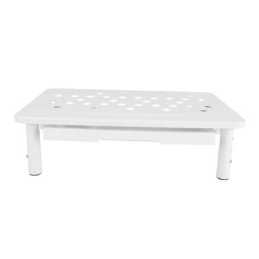 Imagem de Yunir Suporte para Monitor de Computador para Mesa, 3 Risers Ajustáveis ​​para Laptop Com Gaveta Ventilada, Suporte para Monitor de Mesa Embaixo do Armazenamento para Escritório, Casa, (Branco)