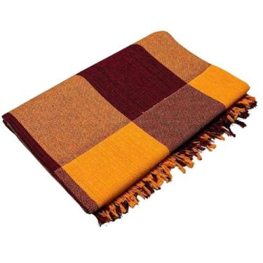 Imagem de Manta Para Sofá de Cama Solteiro 210x120 cm – Protetora e Decorativa em Algodão Toque de Luxo e Sofisticação (Vinho e branco)