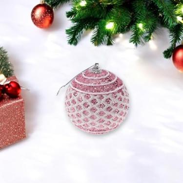Imagem de Generic 1 peça de enfeites de bolas de Natal redondas de malha de renda rosa 8 cm