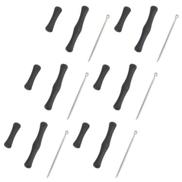 Imagem de CRASPIRE 6 conjuntos de protetores de dedo para tiro com arco e flecha coluna de proteção de dedo preto de silicone recurvo arco longo conjuntos de protetores de agulha para caça, tiro com arco
