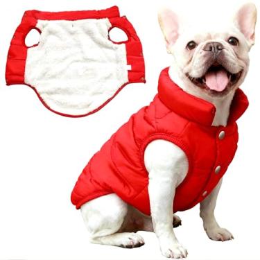 Imagem de Asmea Casaco de inverno para cães, quente, de lã, impermeável, para cães grandes, à prova de vento, roupas de cachorro de Natal para clima frio, vermelho, 2GG