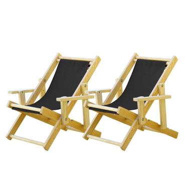 Imagem de Infantil Kit 2 Cadeira Espreguiçadeira Dobrável-preto