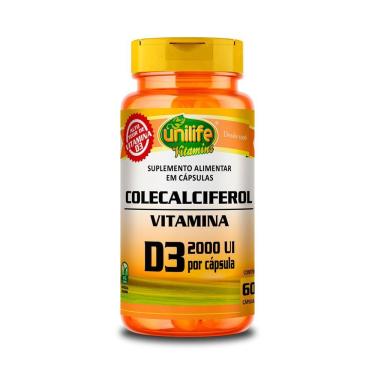 Imagem de Kit 3 Vitamina D3 2000 Ui Colecalciferol Unilife 60 Cápsulas