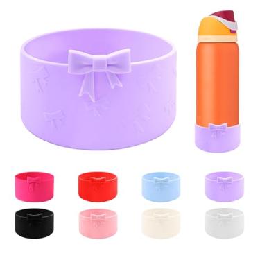 Imagem de CDYLDXG Bota antiderrapante de silicone com laço de 8,5 cm para garrafa de água Owala 947 g, garrafa de água de aço inoxidável FreeSip/Twist/flip, acessório de capa inferior de manga protetora (Roxo)