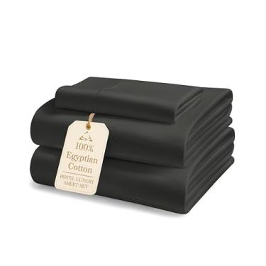 Imagem de LANE LINEN Jogo de lençol solteiro 100% algodão egípcio – 1000 fios, costuras reforçadas totalmente elásticas, bolso extra profundo, lençol de cama e fronha sem fiapos, resistente ao desbotamento