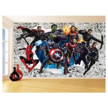 Imagem de Papel De Parede 3D Heróis Página Quadrinhos Hq 3,5M Nhma193 - Você Dec