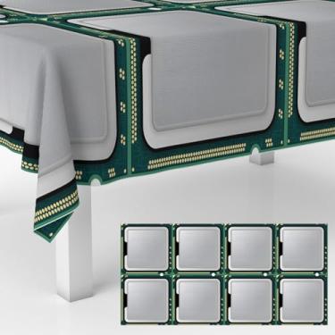 Imagem de Szivuzoy Toalhas de mesa verdes com tema de placa de circuito com tecnologia AI, decorações de torcida para feliz aniversário, jantar, banquete, piquenique, aniversário, festa de casamento