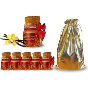Imagem de Kit Natalino de Velas Aromáticas, 6 Unidades de 40g, com Tampa de Cortiça e Laço Vermelho, Decoração Festiva para Natal (Vanilla)