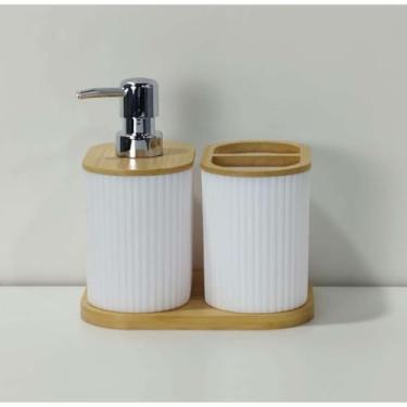 Imagem de Conjunto Lavabo Luxo 2 ou 4 Peças Kit Completo para Pia de Banheiro Moderno(Kit3 Branco)