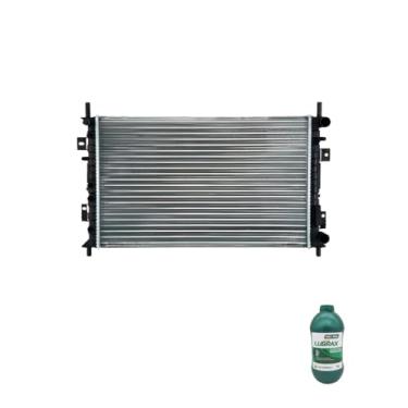 Imagem de Kit Radiador Ford Fiesta 2002/2010 Com Ar + Aditivo Radiador Lubrax Verde Concentrado 1L
