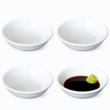 Imagem de Conjunto de tigelas de molho de porcelana branca para molho de molho japonês 3325x2, conjunto de pratos de molho de soja para molho de churrasco ou tempero Ketchup, pacote com 2