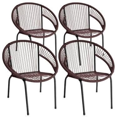 Imagem de Kit 4 Cadeira De Área Eclipse Tramado Fibra Sintética E Aço