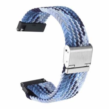 Imagem de HARFINGTON Pulseira de relógio trançada de nylon de liberação rápida, pulseira de reposição com fivela de aço inoxidável, Azul dégradé, 20mm