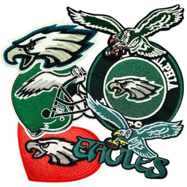 Imagem de 6 peças de adesivos bordados de rúgbi Cool Eagles para fãs de esportes de futebol, emblemas bordados com logotipo do time para costurar/passar a ferro em tecido, aplique para roupas, mochilas, chapéu