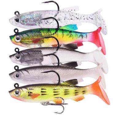 Imagem de Kit 5 Iscas Artificiais Movimento Realista Soft Shad Bait-Unissex