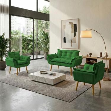 Imagem de Kit Namoradeira Decorativa e 2 Poltronas Confortável Para Sala Recepçã