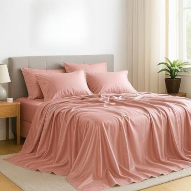 Imagem de Jogo de Cama Cetim Charmousse Casal Queen King Brilhante 4 Peças Toque Macio Sedosso(ROSÊ,Casal)