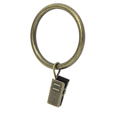 Imagem de Anéis de cortina Ivilon Drapery - Anel de clipes para painéis de cortina, Antique Brass, Set of 14 (1.7")