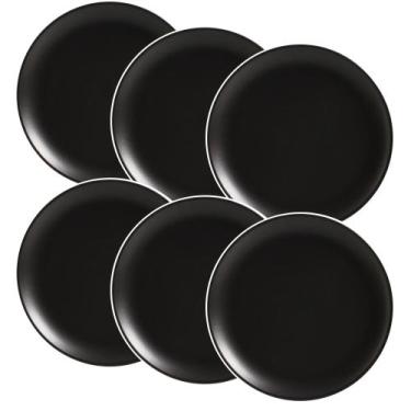 Imagem de Conjunto de 6 Pratos Raso Preto Acetinado de Cerâmica 29cm - Alleanza