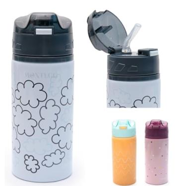 Imagem de Garrafa Infantil de Alumínio 580ml com Canudo de Silicone, Garrafinha Escolar para Bebê, Antivazamento, com Alça de Transporte, Apto para Lava Louça (Azul)