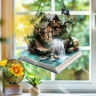 Imagem de Acrílico colorido, apanhadores de sol, decoração de janela pendurada em casa na árvore, arte de parede de arco-íris, para varanda, interior e exterior, jardim, enfeites de Natal, decoração 19 x 19 cm