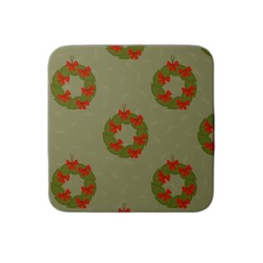 Imagem de Ladrilho Decorativo de Cerâmica Natal Retro Coroa de Flores Arcos Vermelhos