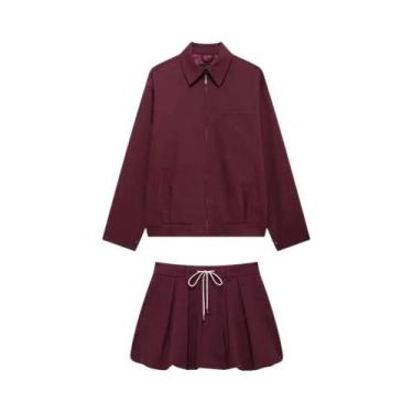 Imagem de Conjunto Casual Feminino De 2 Peças Com Saia Mini De Manga Lanterninha