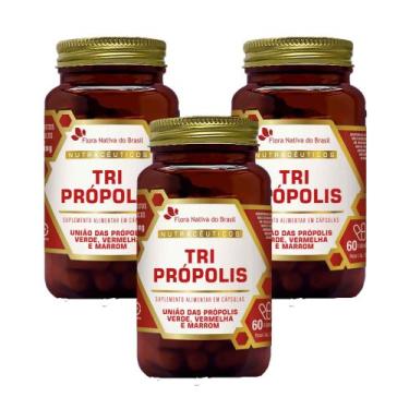 Imagem de Kit 3x Tri Própolis Vermelha Verde Marrom FNB 3x60 cps Flora - Flora N