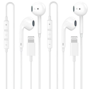Imagem de [Certificação Apple MFi] Pacote com 2 fones de ouvido para iPhone, fones de ouvido com fio, microfone integrado e controle de volume HiFi estéreo redução de Nosie para iPhone 14 13 12 11 Pro Max XS XR