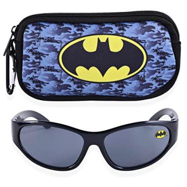 Imagem de Óculos de sol infantis Batman com estojo de transporte combinando e proteção UV, Amarelo-cinza, P