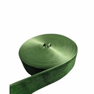 Imagem de FAYADA Fita de veludo verde vintage 10 m para árvore de Natal, embrulho de presente, buquê de flores, decorações de guirlanda, fabricação de laço, costura (verde, 2,5 cm)