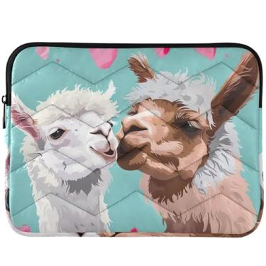 Imagem de Valentine Kiss Capa fofa para laptop Alpacas para Macbook Pro 14 capa acolchoada para laptop capa universal 13-14 polegadas