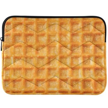 Imagem de Capa protetora para laptop amarela padrão de comida Waffles capa macia para computador universal 13-14 polegadas capas para laptop