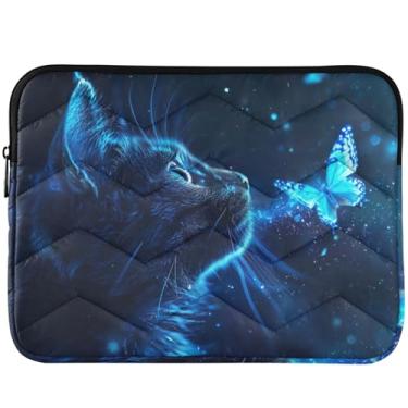 Imagem de Capa protetora para notebook com borboleta de gato brilhante para MacBook Air de 13 polegadas, capa universal para laptop de 13 a 14 polegadas fofa