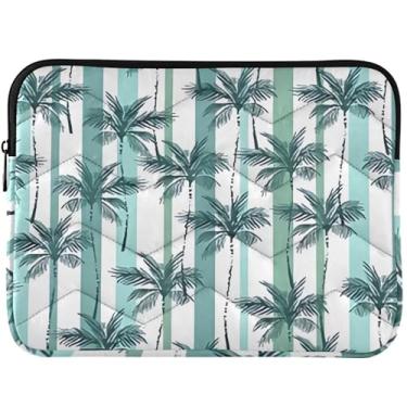 Imagem de Capas personalizadas para laptop com palmeiras de coco listradas e inchadas para Mac Air 13 polegadas, capa fofa para laptop de 13 a 14 polegadas universal
