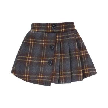 Imagem de Saia De Verão Para Bebê Menina Com Estampa Xadrez, Botões Justos E Pat