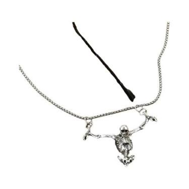 Imagem de Colar Com Pingente De Caveira Escura Vintage Punk Hip-Hop Acessório Es