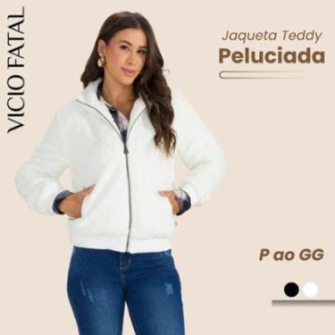 Imagem de Jaqueta Teddy Punho Canelado Peluciada Forrada Pelinho Feminina-Feminino