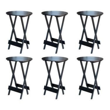 Imagem de Kit 6 Mesas de Madeira Bistrô Dobravel Ideal para Bar e Restaurante Pr