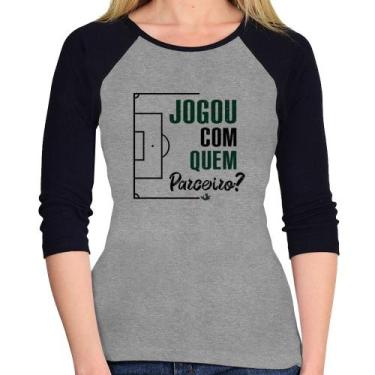 Imagem de Baby Look Raglan Jogou com quem parceiro Manga 3/4 - Foca na Moda, Cin