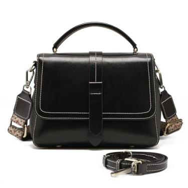 Imagem de Bolsa tiracolo feminina immetu, bolsa de ombro de couro, bolsa de alça superior com 2 alças ajustáveis, Preto, Medium, Casual, simples, minimalista, chique, elegante