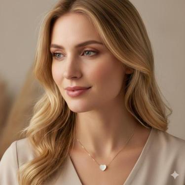 Imagem de Colar de Ouro 18k com Coração de Madrepérola Natural na Corrente Venez