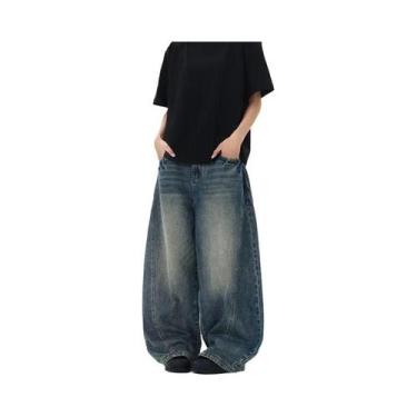 Imagem de Calças Jeans Vintage De Perna Larga Oversized Para Homens, Estilo Solt
